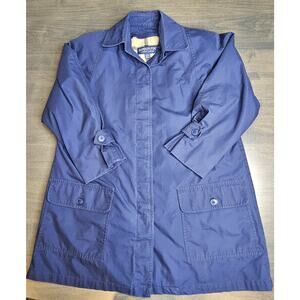 London Fog Limited Edition Women’s Sz 10 PETITE Blue Button Front Zip Out Liner